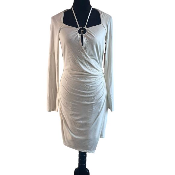 Bailey 44 Burman Dress in To Be Me Crème Long Sleeve Halter Sz Medium NWT - Picture 3 of 10
